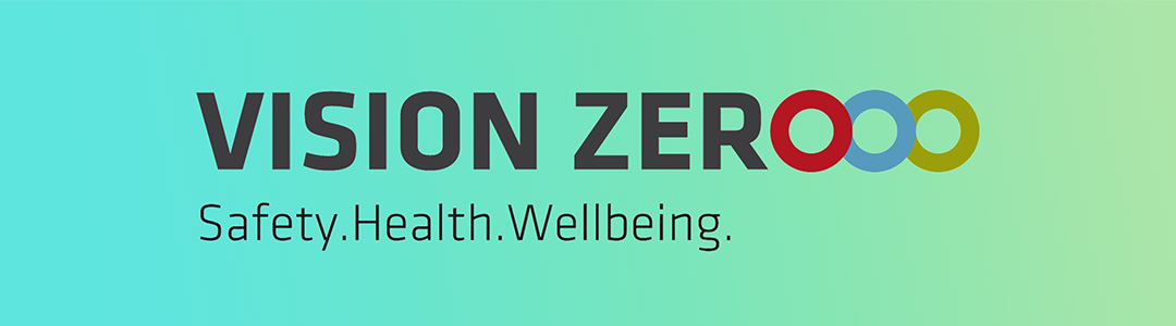 Vision Zero logo på farvet baggrund